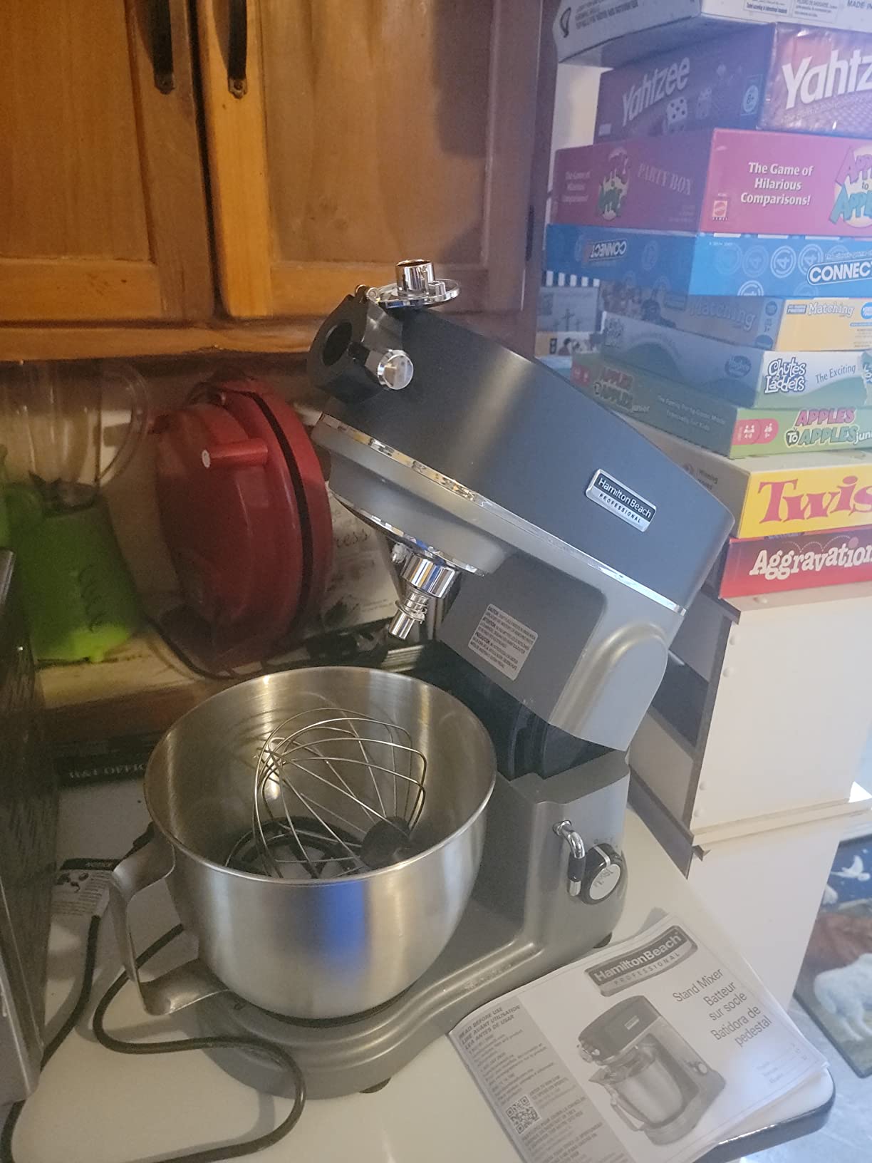 Hamilton Beach Professional All-Metal 5 Qt Stand Mixer With 12 Speeds | Stainless Steel Bowl | 450 Watts| Attachment Hub | Flat Beater, Dough Hook, Whisk | Tilt-Back Head | Stainless Steel | 63240 customer photo 2