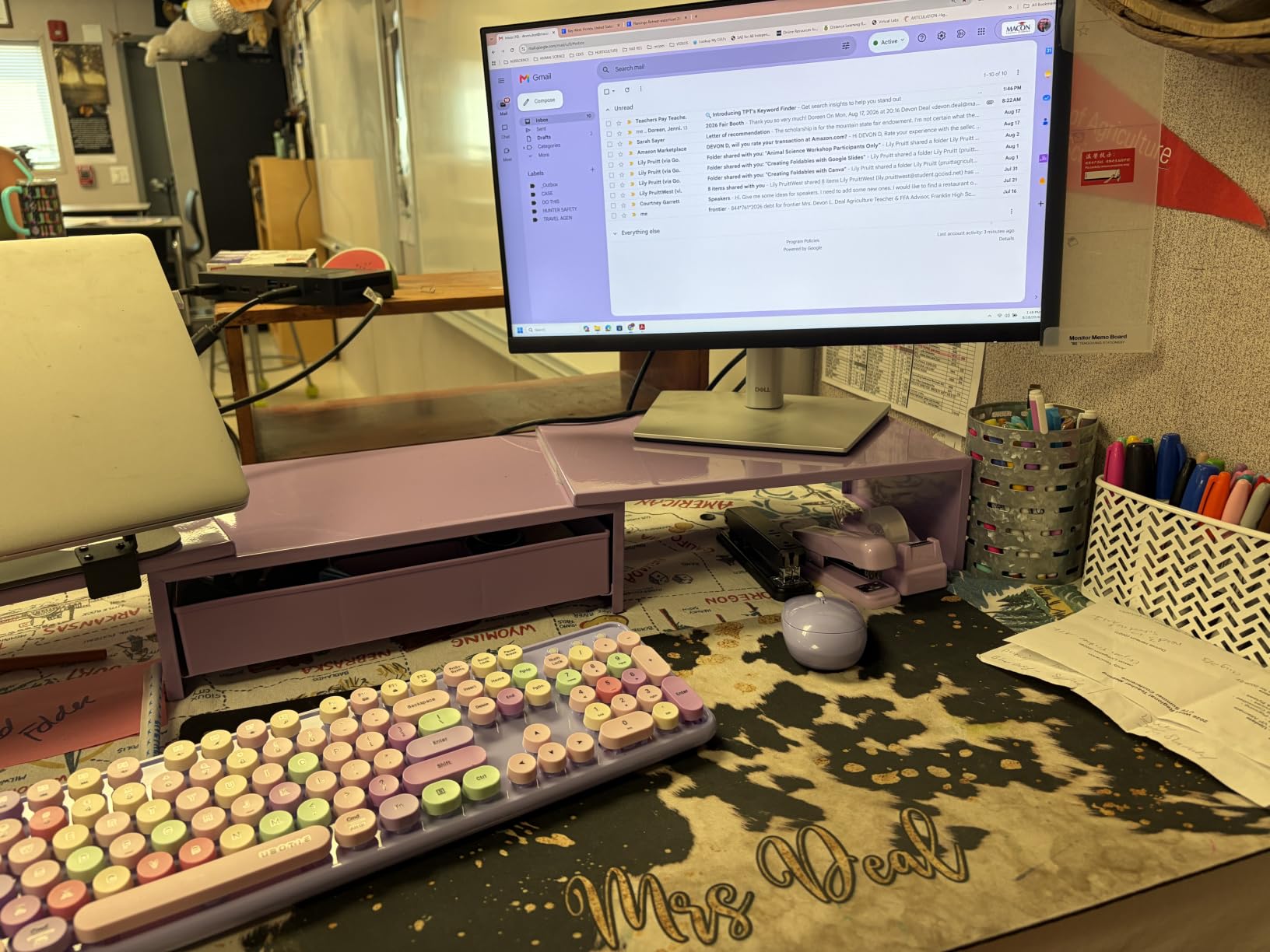 UBOTIE Colorful Wireless Keyboard and Mouse Combo (Purple-Colorful) | Retro Typewriter Floating Full-Sized Keys Computer Keyboard with Optical Mouse, 2.4GHz USB Connection for Windows Mac customer photo 2