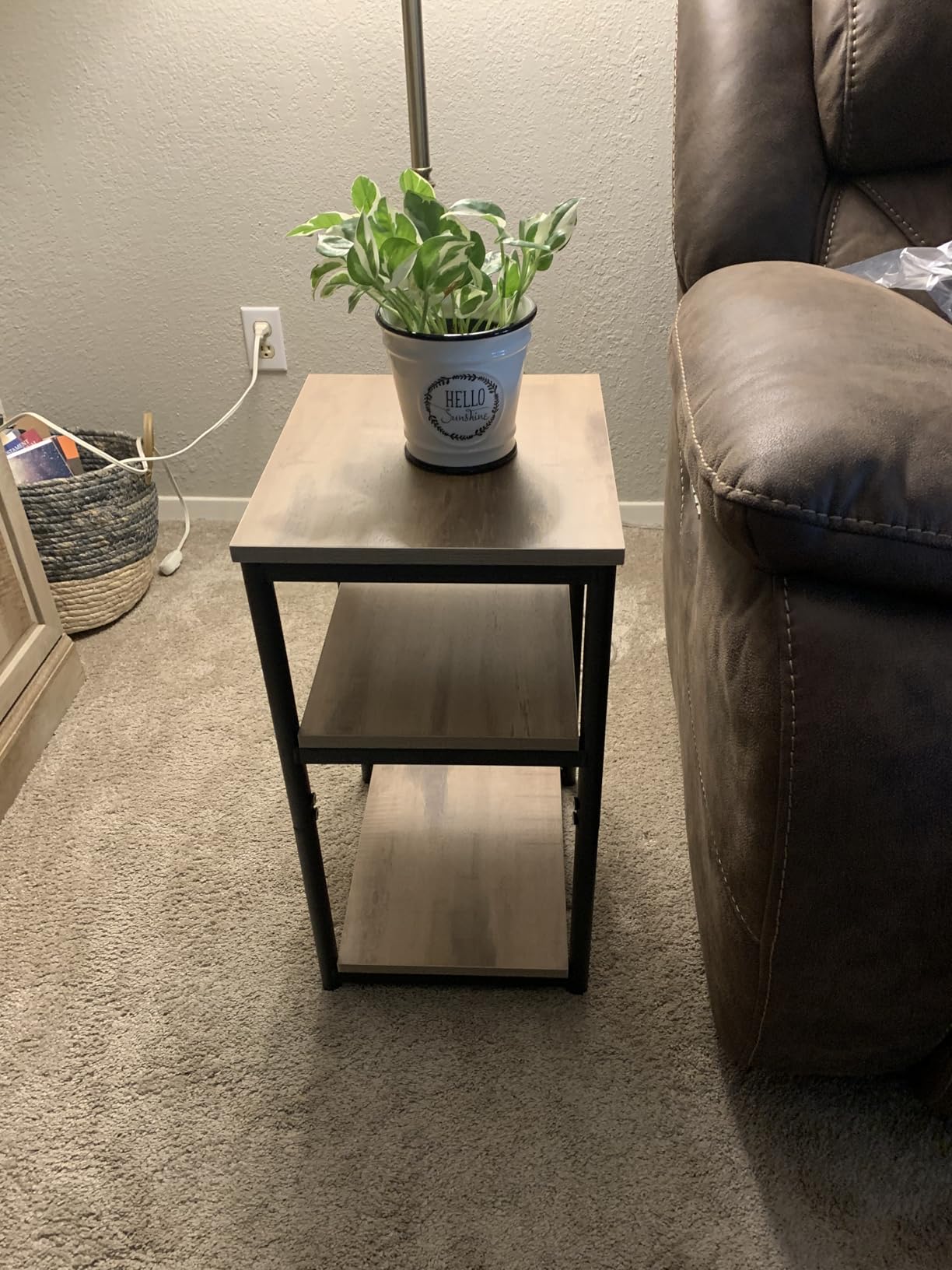 VASAGLE Side Table, Small End Table, Tall Nightstand, Steel Frame | For Living Room, Bedroom, Office, Bathroom, Rustic Brown and Ink Black ULET273B01 customer photo 2