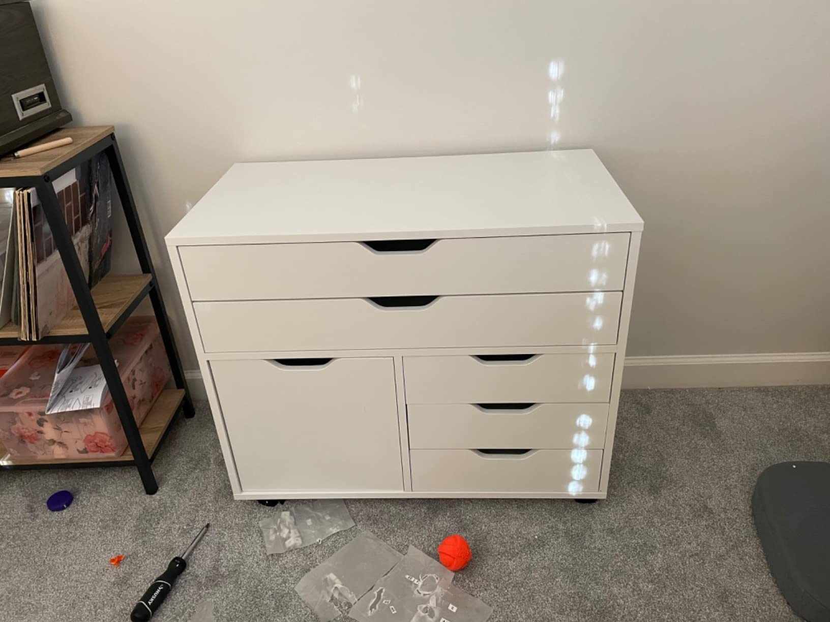 Winsome Halifax Mobile Storage Cabinet with 1 Door & 5 Drawers, White | Stylish & Functional Home Storage Cabinet for Filing, Kitchen Organization, Moveable Furniture for Office, Dorms, Apartments customer photo 2
