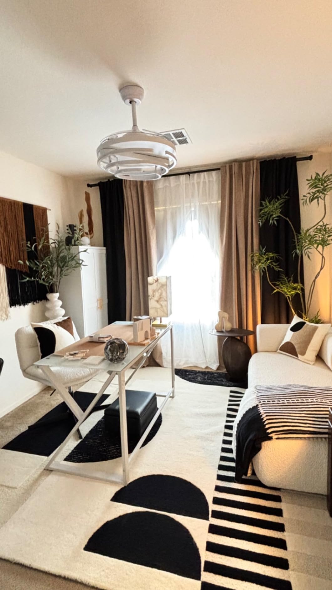 RYB HOME Sheer Curtains 108 inches, Extra Long Floor to Ceiling Curtains | Light Filtering Privacy, Faux Linen Fabric, Living Room Bedroom Sliding Glass Door, Back Tab, W52 x L108, 2 Panels customer photo 1