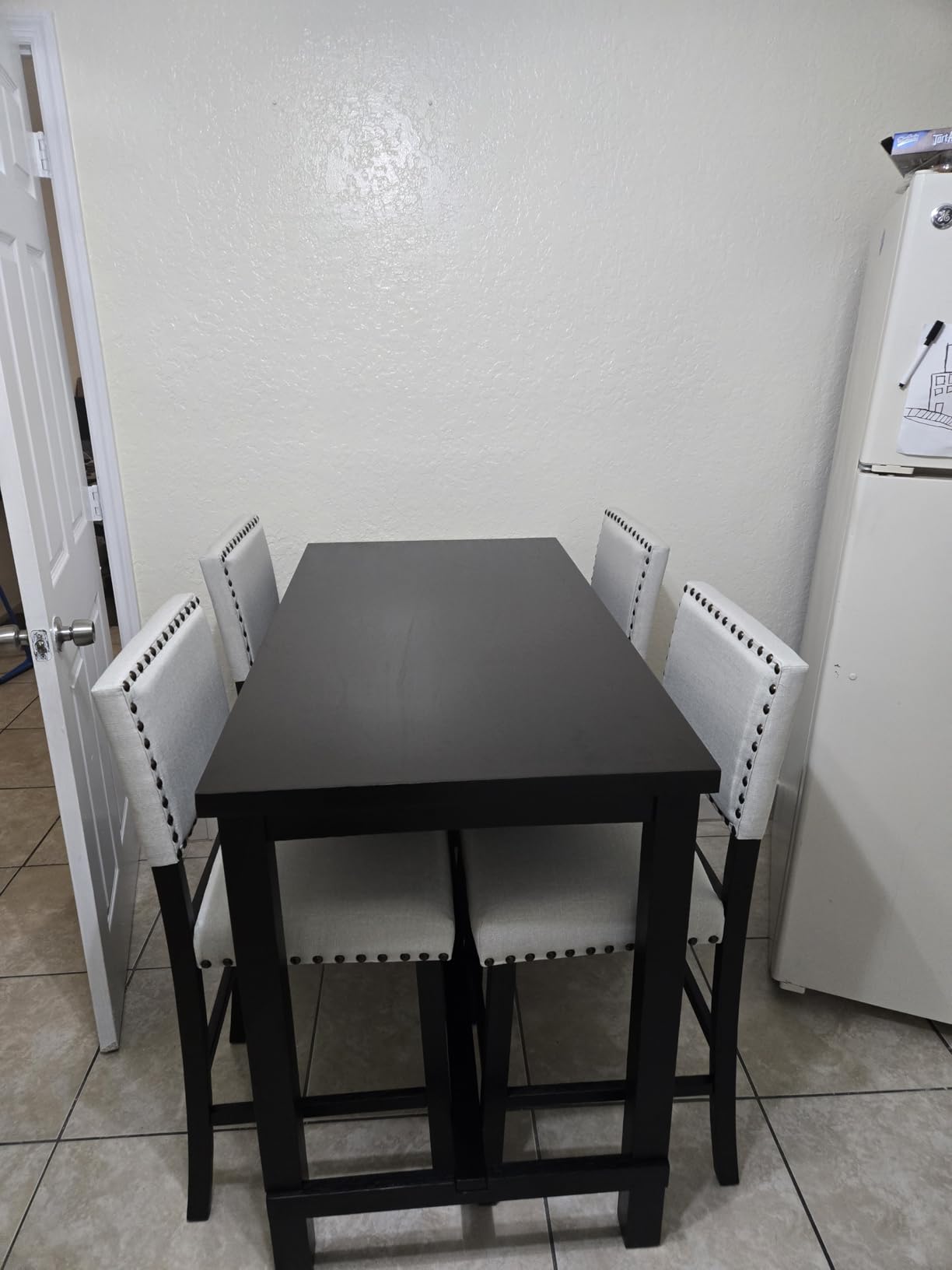 Merax 5 Piece Dining Table Set for 4, Counter Height Kitchen Table Set with One Rectangle Table and 4 Cushioned Chairs for 4 Persons Dining Room Table Set for Small Place customer photo 1