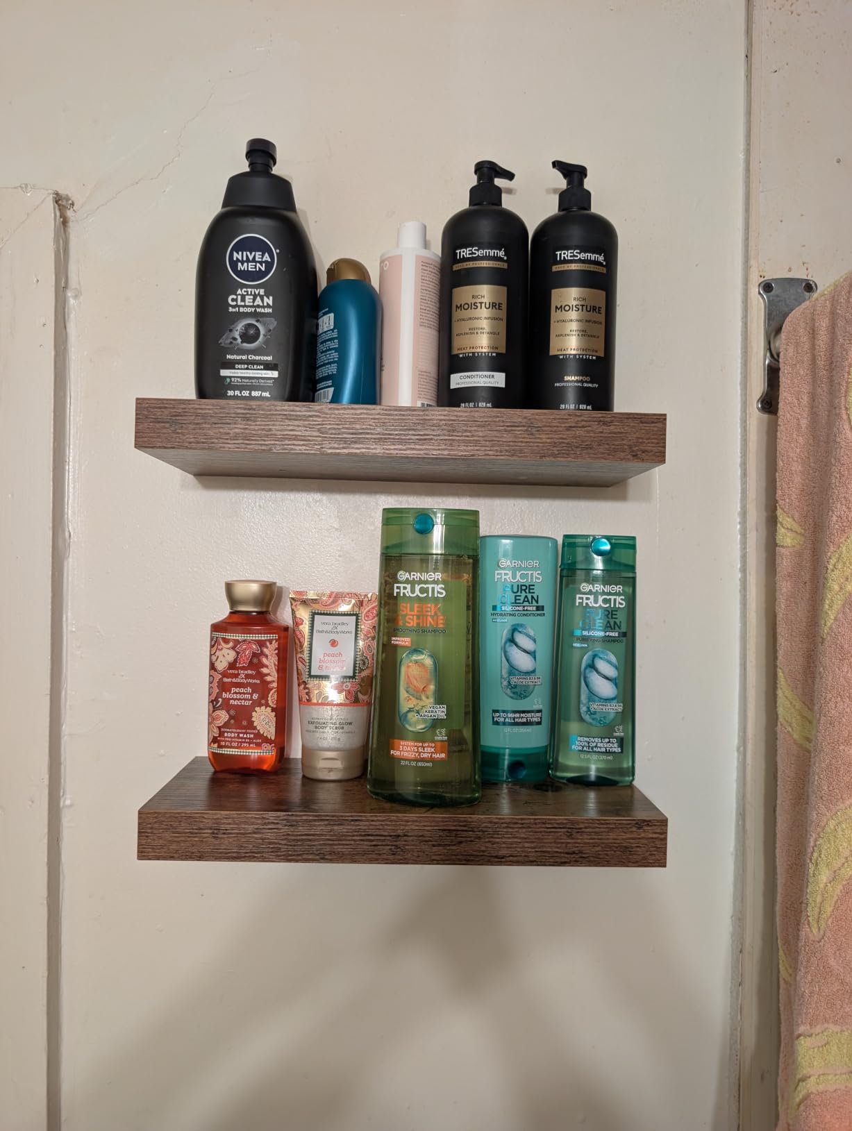 QEEIG Bathroom Long Floating Shelves for Wall (Brown, Set of 2, 23.6'') | 24 inch Shelf for Farmhouse Home Decor, Rustic Plant Display, Towels Organizer, Books (008-60BN) customer photo 1