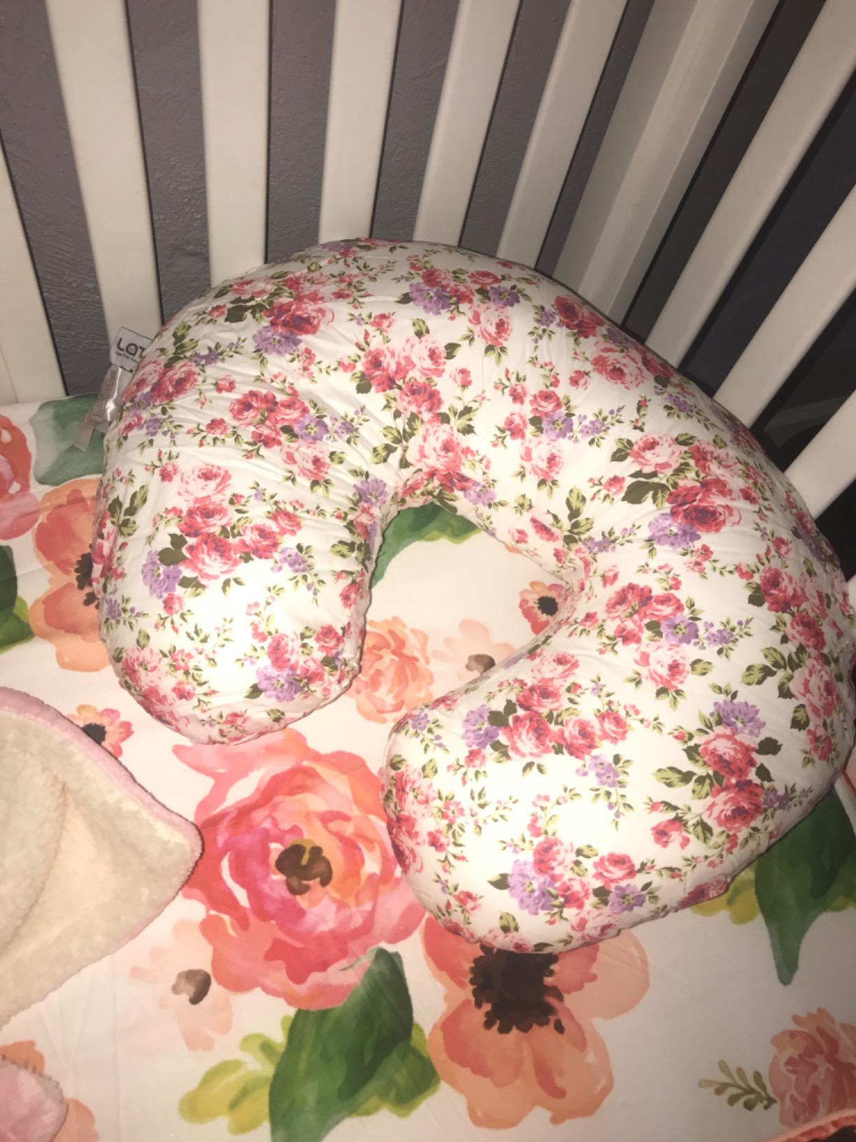 LAT Nursing Pillow for Breastfeeding, 100% Cotton Removable Cover, Ergonomic Breast Feeding Pillows for Mom and Baby, Machine Washable (Giraffe & Elephant) customer photo 2