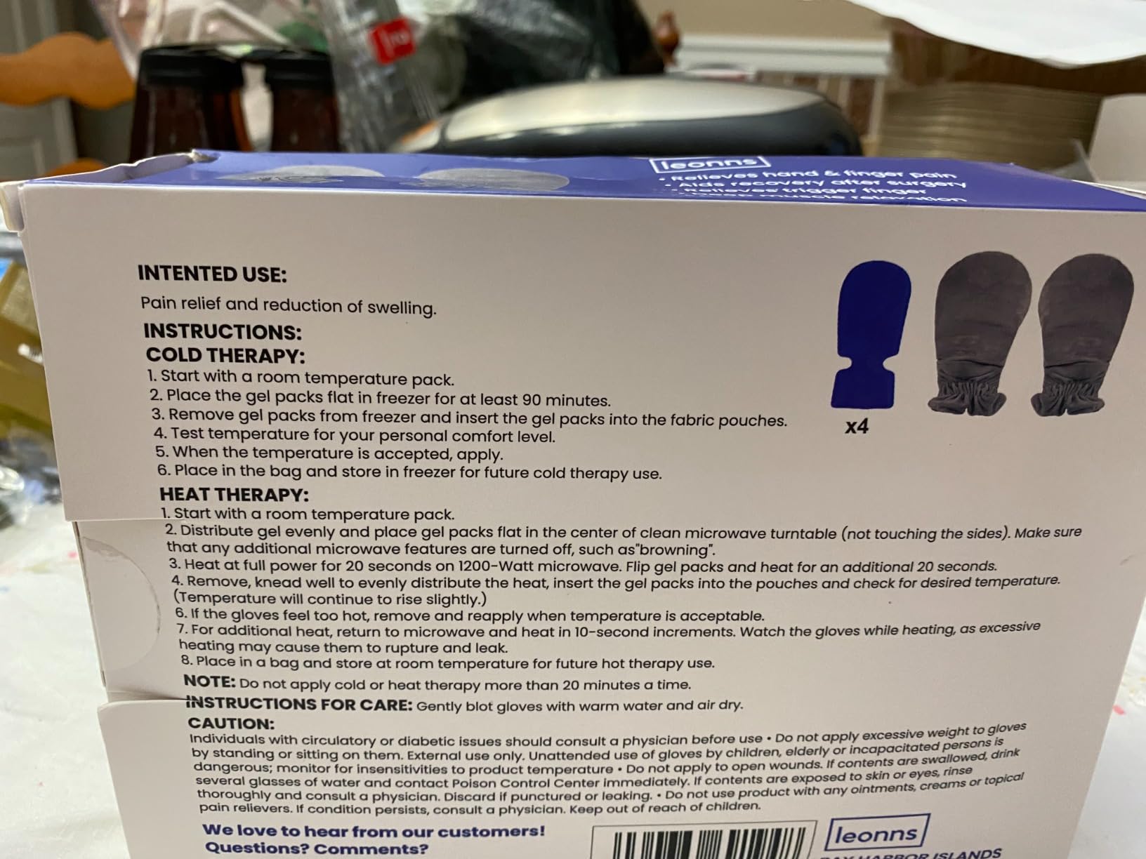 LEONNS Hand Warmer Gloves, Microwavable Heated Gloves for Arthritis Hands, Heated Mittens Great for Raynaud's and Hand Pain Relief (Navy) customer photo 2