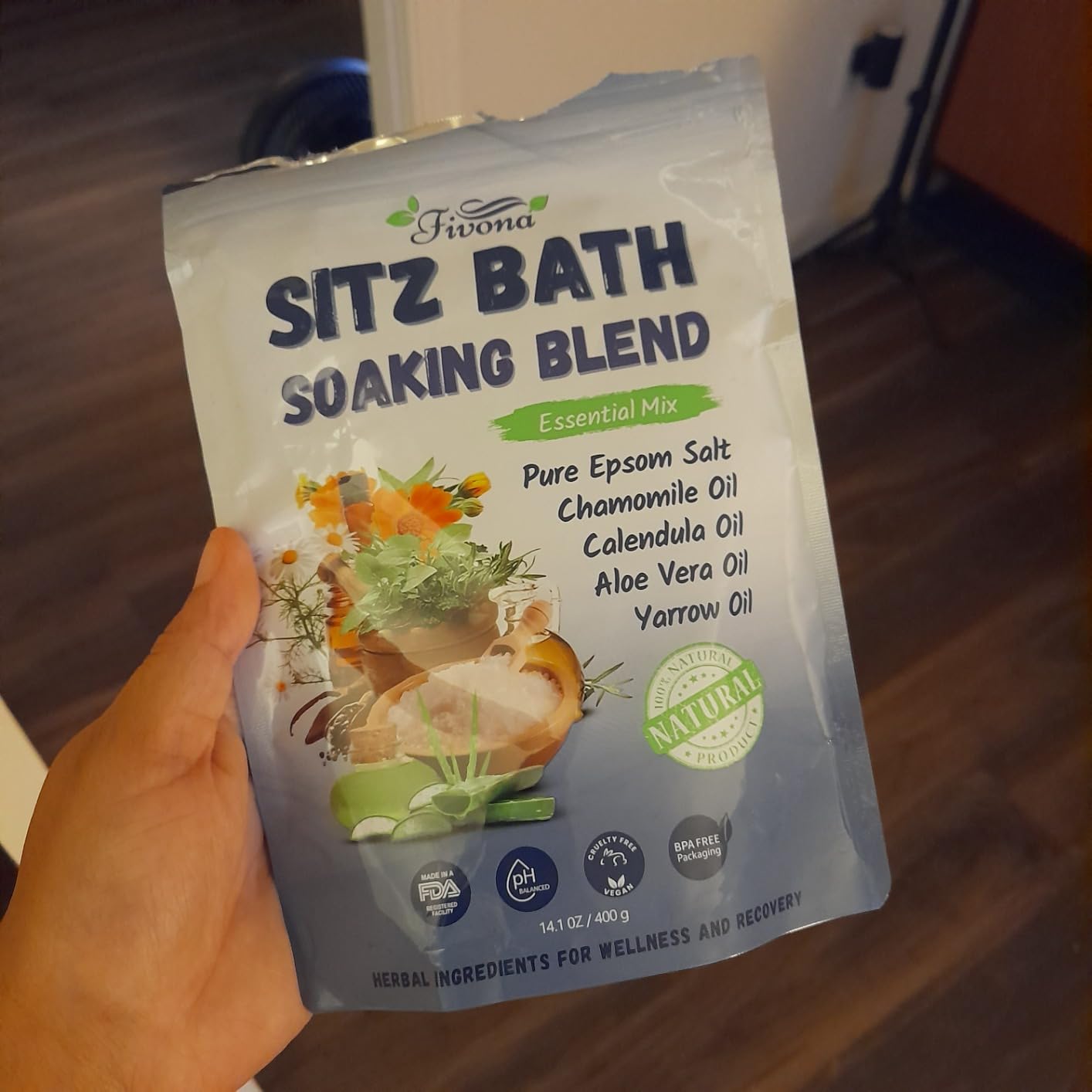 Hemorrhoid Care Postpartum Care Bartholin Cyst Relief - FIVONA Sitz Bath Salt Natural Epsom Blend with Essential Oils Soak - 14.1 oz customer photo 2