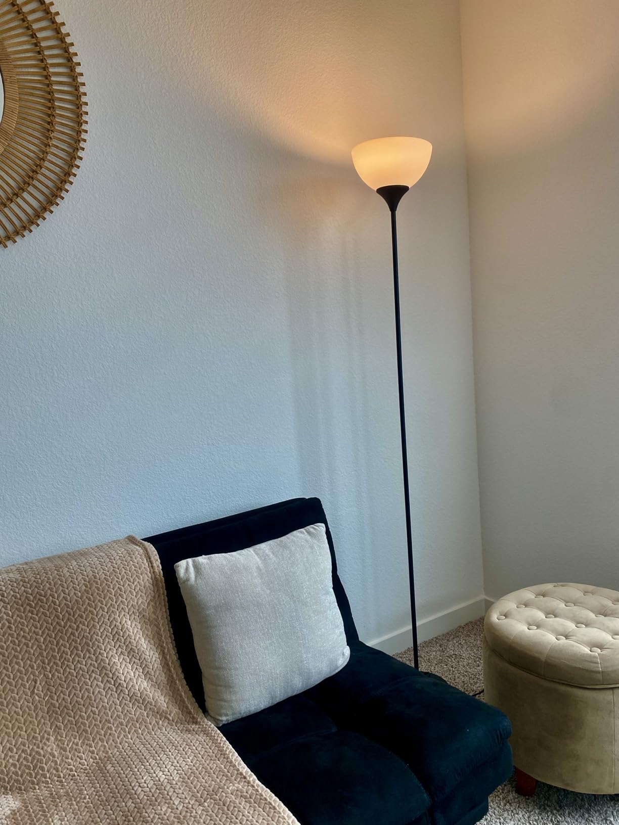 PESRAE Floor Lamp, Remote Control, Stepless Brightness & Color Temperature | LED Bulb Included; 3000K-6000K Adjustment, Torchiere Lamp for Living Room, Bedroom or Office, Matte Black customer photo 1