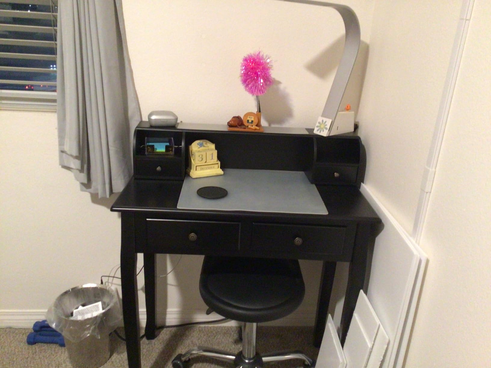 GIANTEX Writing Desk with 4 Drawers, Removable Floating Organizer 2-Tier Mission Home Computer Vanity Desk for Apartment Small Space (Black) customer photo 1