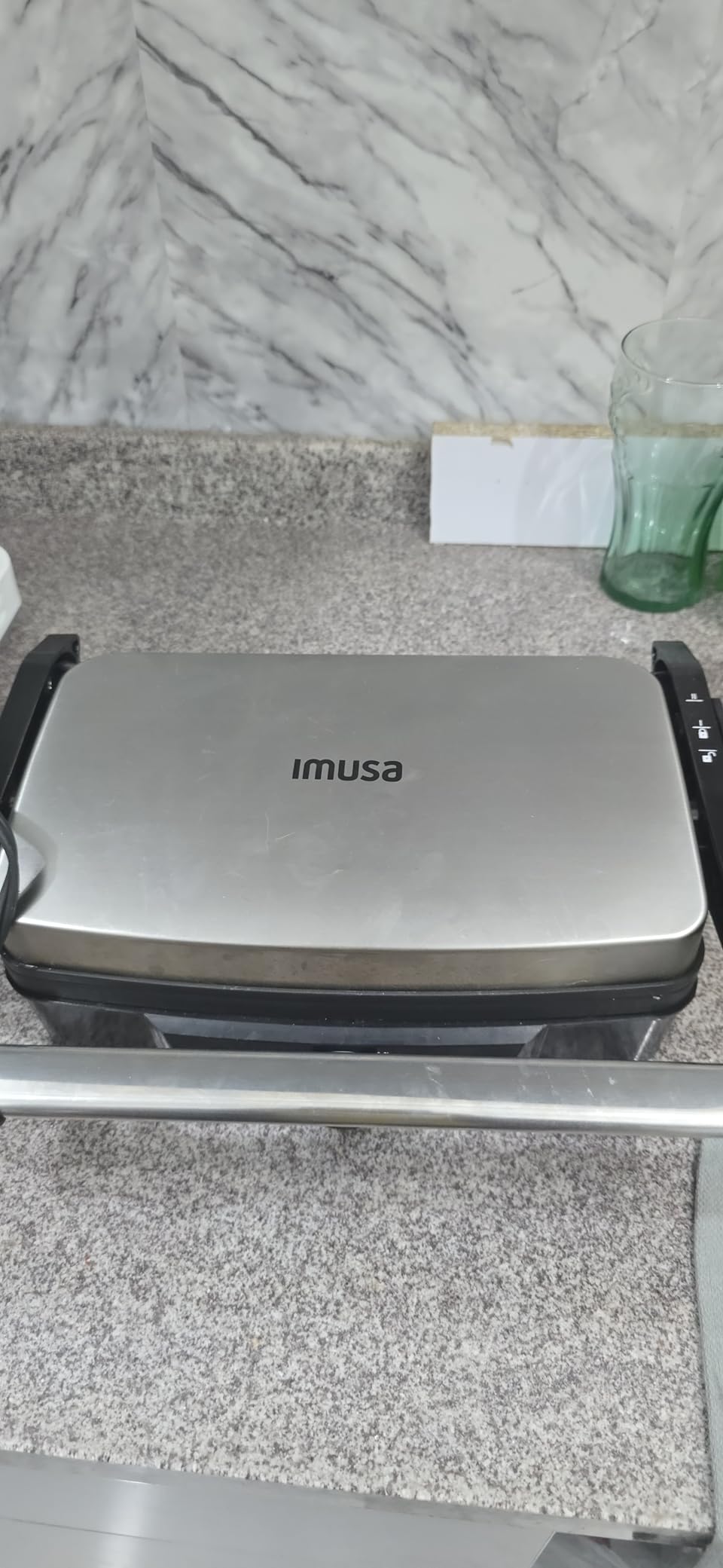 IMUSA Stainless Steel Panini Press Electric with Adjustable Temperature Settings and Nonstick Plates, 1200W | Nonstick Plates, Adjustable Temperature and Height, 1200W, Perfect for Sandwiches, Compact Kitchens, Gifting customer photo 1