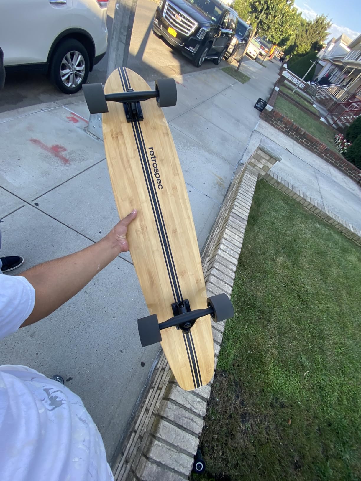 Retrospec Zed Pintail & Cruiser Longboard Adult Skateboard - 44in Bamboo & Canadian Maple Deck with ABEC-7 Bearings, 70mm PU Wheels for Commuting & Carving customer photo 1