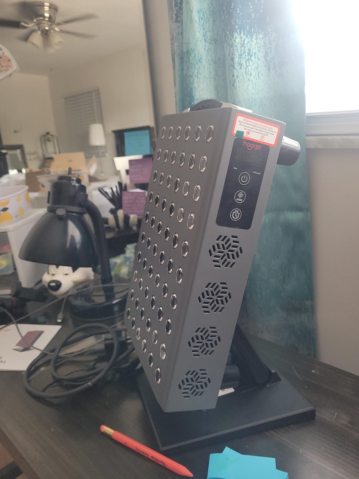 Hooga Red Light Therapy Panel Device - PRO300, 660nm Red & 850nm Near Infrared Light Therapy, LED Light Therapy Lamp, 60 Dual Chip LEDs, Timer, Table Top Stand Included customer photo 1