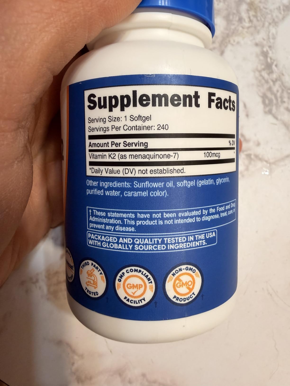 Nutricost Vitamin K2 MK-7 100 mcg, 240 Softgels, Gluten Free, GMO-Free | MK7 customer photo 2