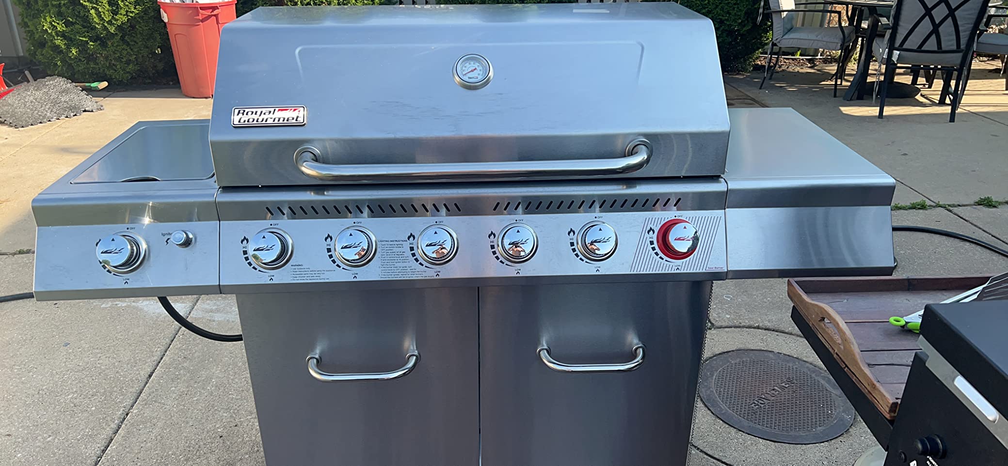 Royal Gourmet GA6402S 6-Burner Propane Gas Grill with Side Burner, Silver | Totaling 74,000 BTU of Cooking Power | Cabinet Style Outdoor BBQ Grill | for Barbecue Grilling & Backyard Cooking customer photo 1