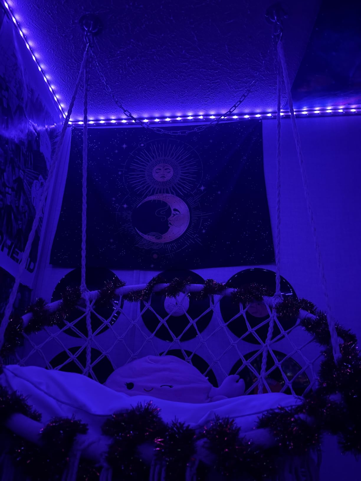 KASHAN Hanging Chair for Bedroom Hammock Chair Swing with Lights and Hardware Kits Holds up to 550Lbs Macrame Swing Chair Hanging Cotton Rope for Patio, Deck, Garden - Cushion Not Included customer photo 2