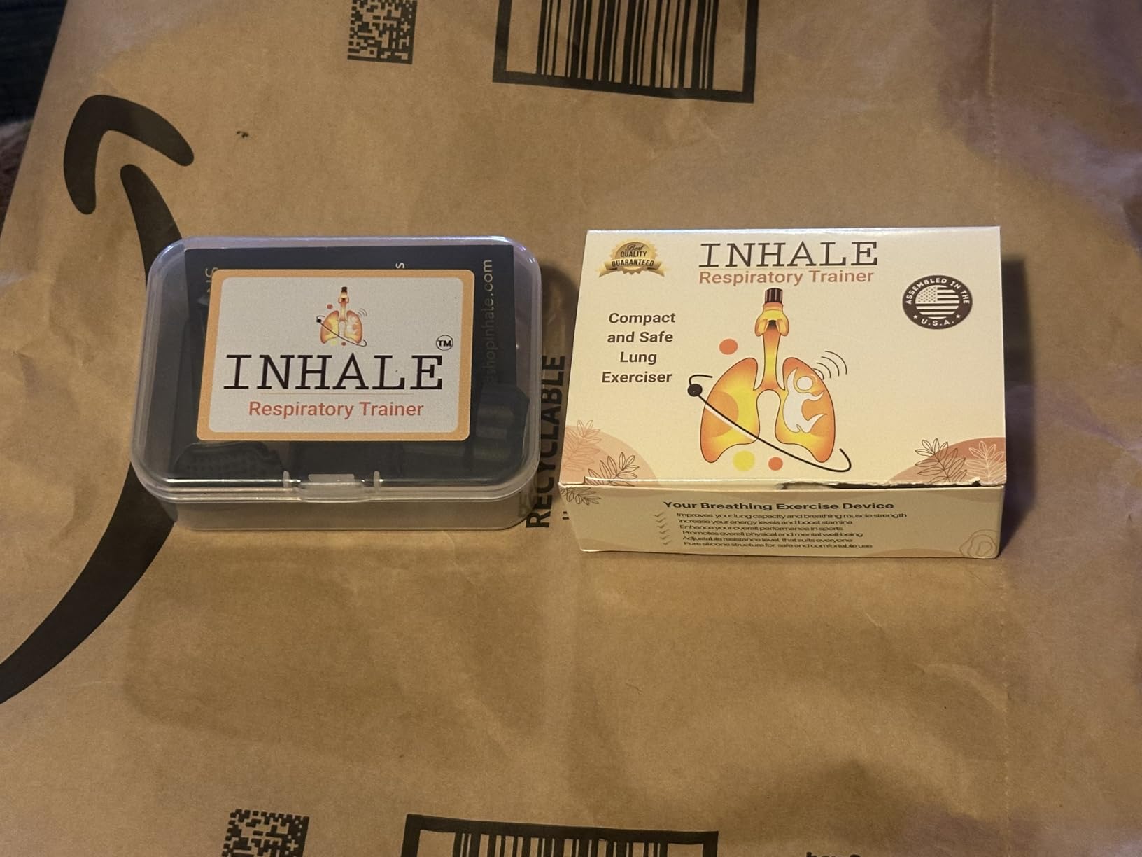 Inhale Lung Trainer | Breathing Exercise Device for Lungs | Made in USA | Lung Exerciser Device | Breathing Trainer | Adjustable Resistance | Medical Grade Silicone Mouthpiece | Carrying Case included customer photo 1