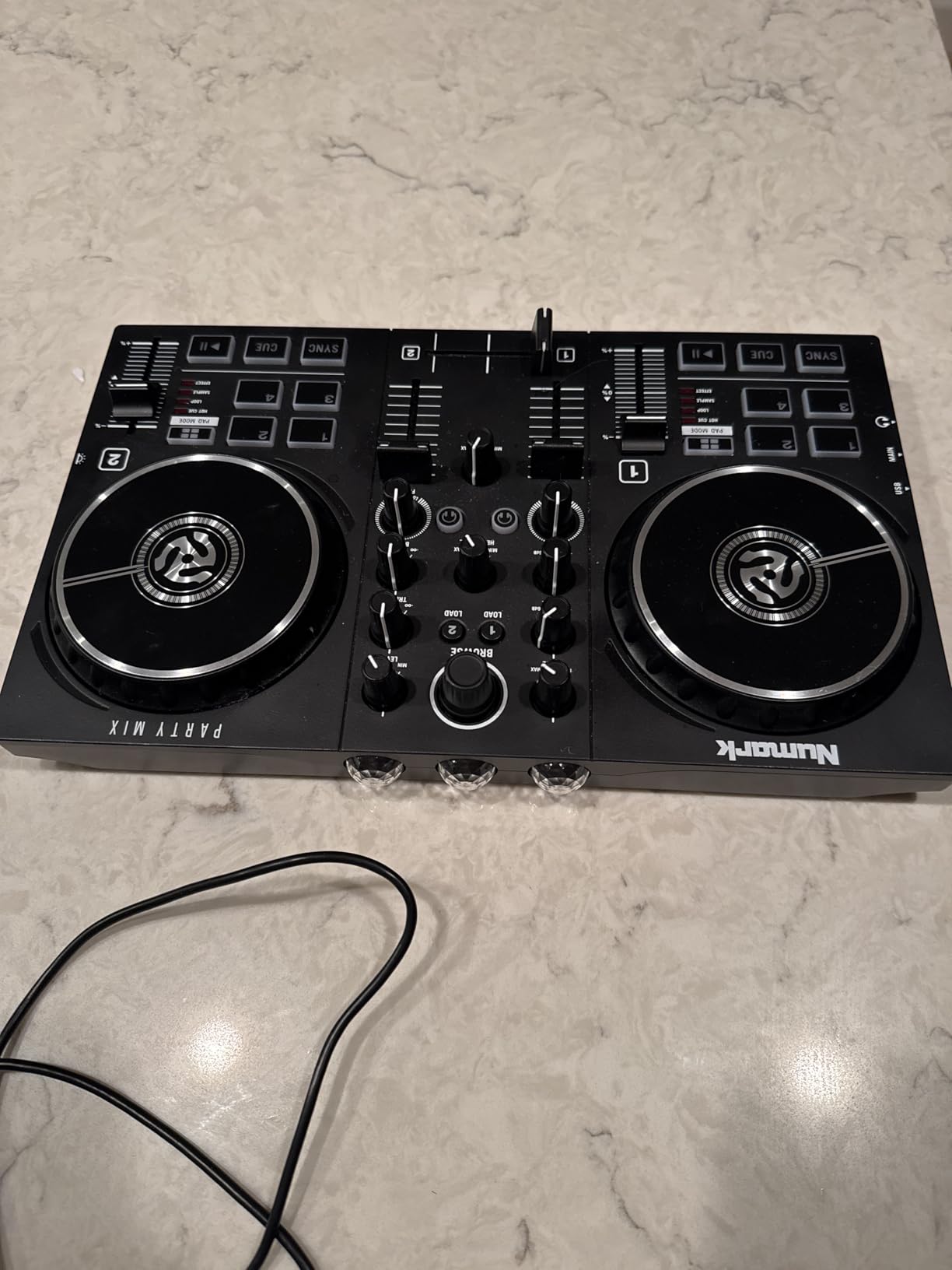 Numark Party Mix II DJ Controller with Built-in Lights | 2-Decks, 2 Filter FX Knobs, DJ Mixer, Touch-Capacitive Wheels, Integrated Audio Interface, and Serato DJ Lite customer photo 1