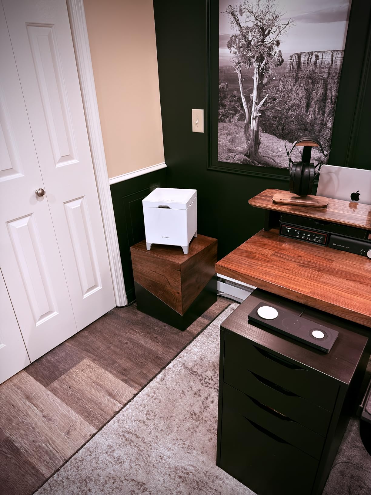 Signature Design by Ashley Accent End Table, Trailbend, Brown/Gunmetal | Solid wood and engineered wood, No assembly required, 15-inch square footprint, Modern two-tone finish, Living room use customer photo 1