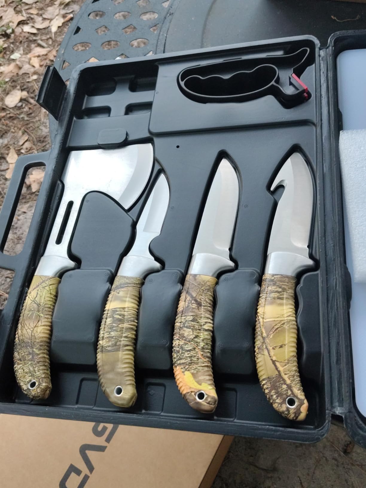 GVDV 14 Piece Hunting Knife Set, Field Dressing Game Processing Kit for Men | Complete Butcher Gear Kit, Hunting Accessory as Christmas Gift for Hunters, Includes Axe, Gut-hook Skinner, Ribcage Spreader customer photo 2