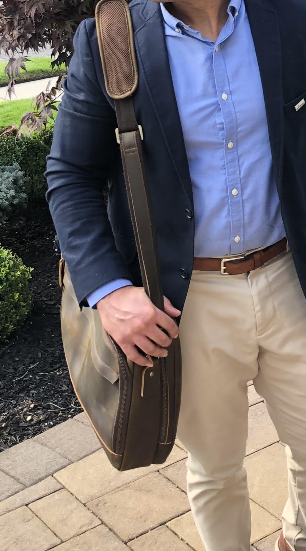 Masa Kawa Leather Briefcase for Men 15.6