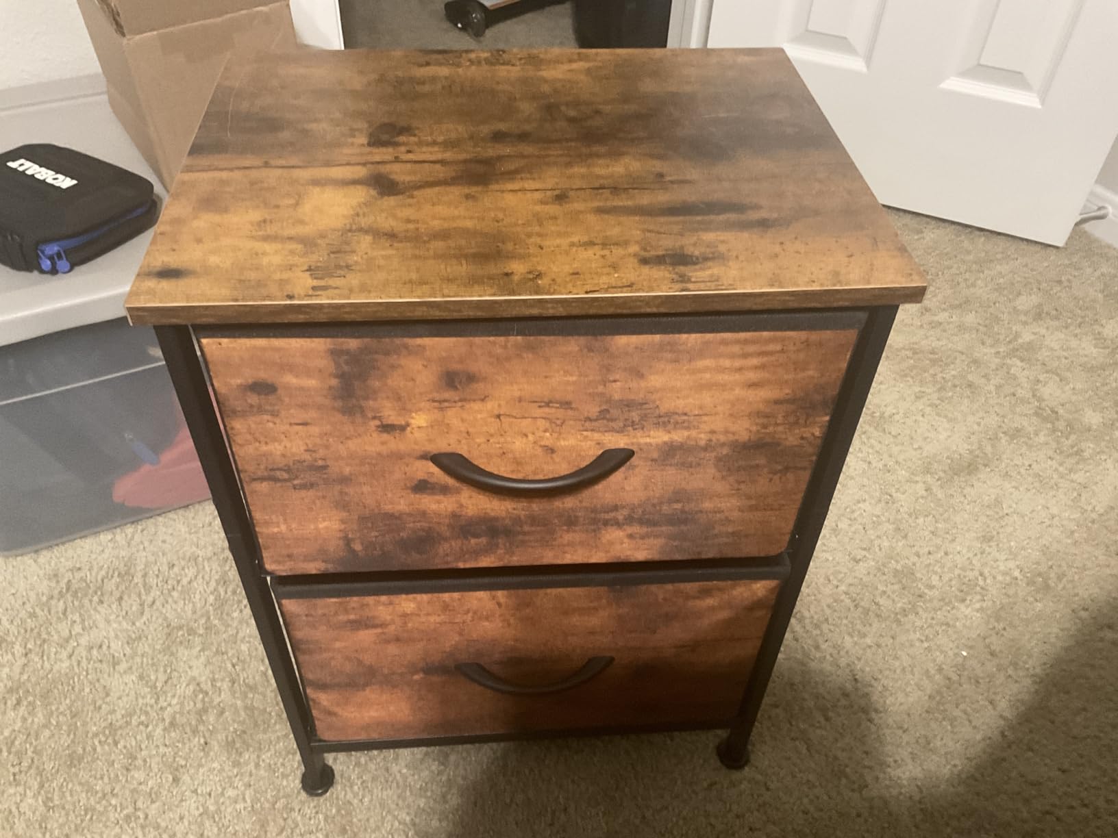 WLIVE Night Stand, Small Dresser with 2 Drawers & Wooden Top, Nightstand with Fabric Bins, Bedside Table End Table for Bedroom, Closet, Entryway, College Dorm, Rustic Brown customer photo 1