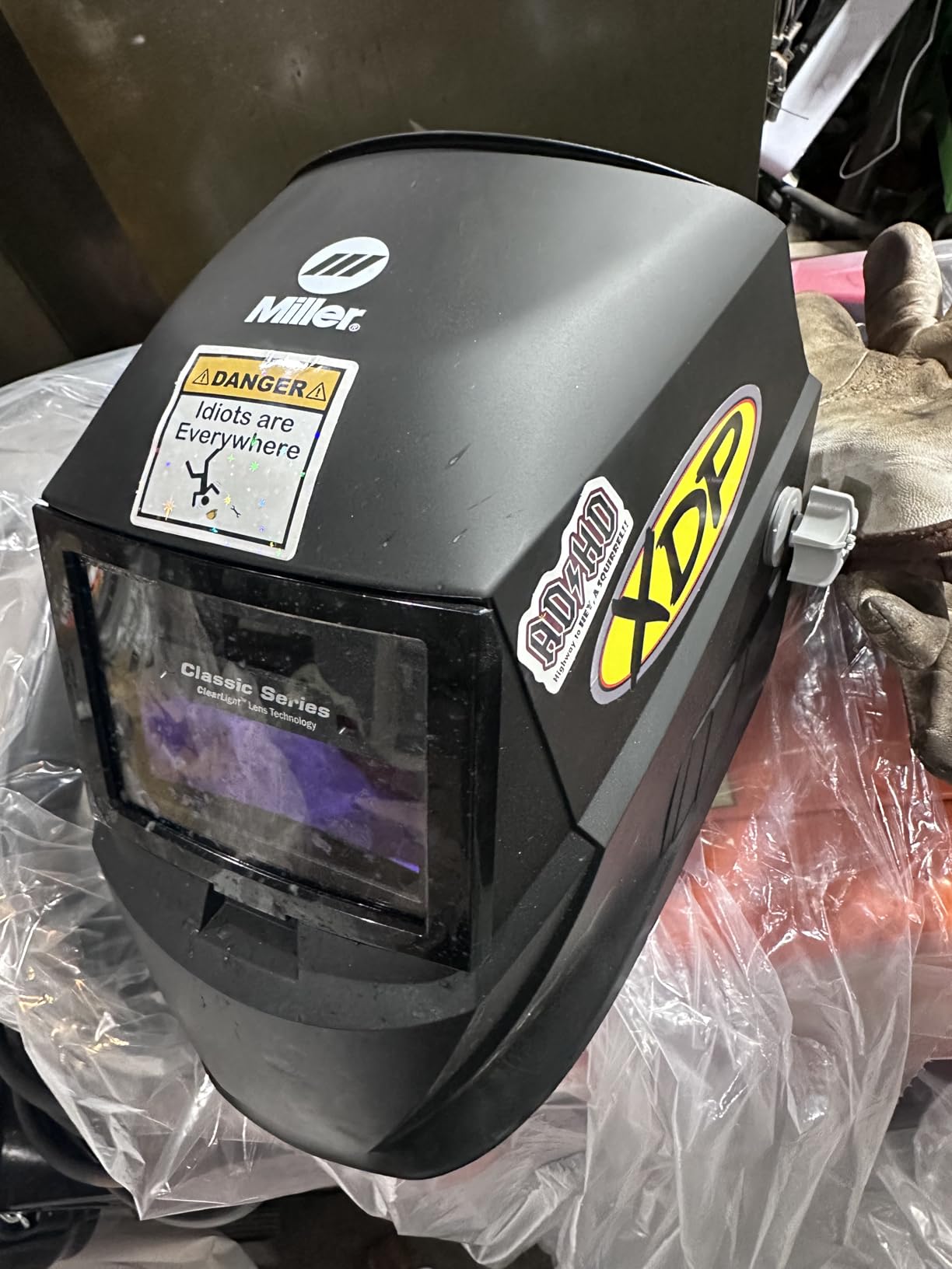 Miller Classic Series Welding Helmet, ClearLight™, Shade 8-13, Black | For the value-minded welder; TIG/MIG; variable shade 8-13; HD optics; comfortable headgear customer photo 1