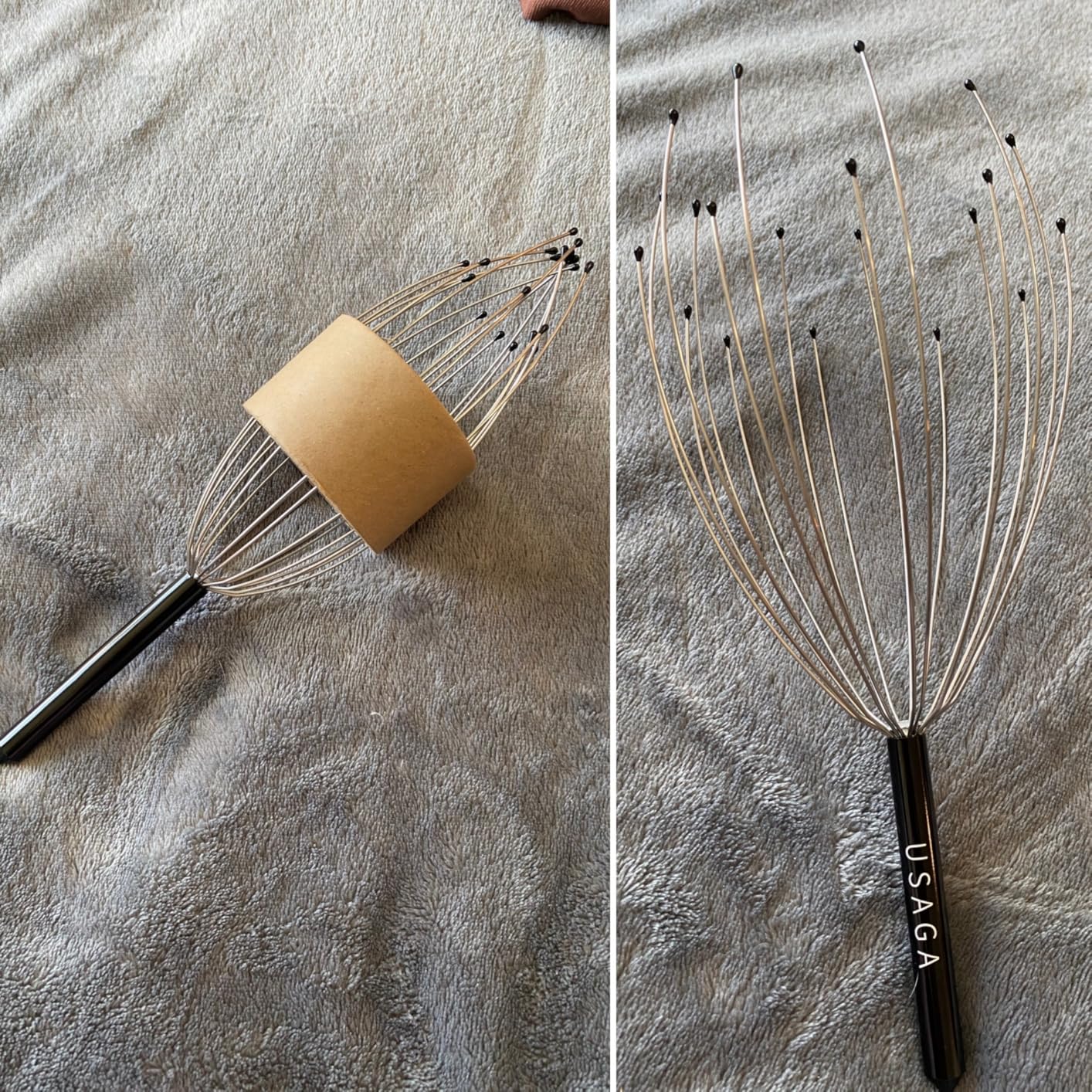 USAGA Head Massager Scalp Massager 20 Fingers Head Scratcher for Head Body Relaxing (Black & Black) customer photo 2