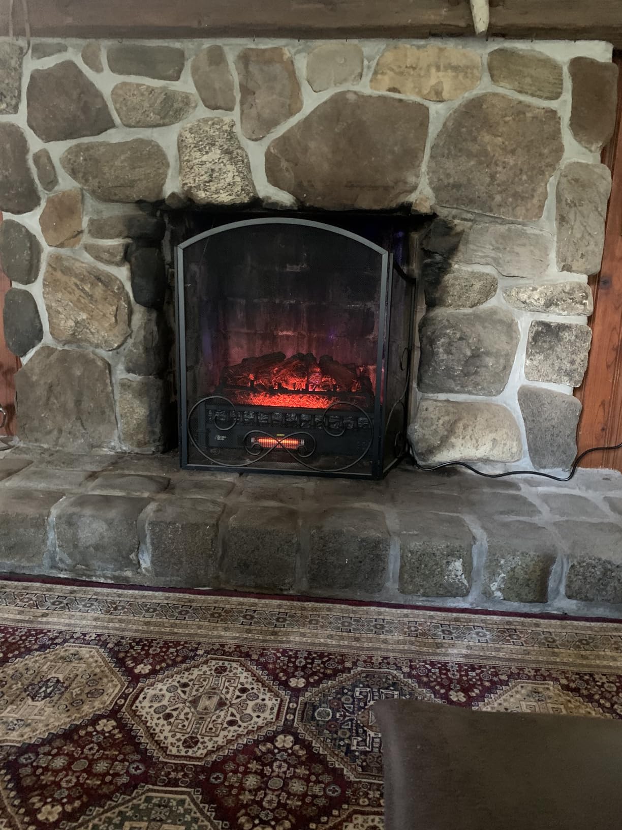 TURBRO Eternal Flame 26-Inch Infrared Quartz Electric Fireplace Log Heater - Realistic Pinewood Logs, Adjustable Flame Colors, Remote Control, Thermostat, Timer - EF26-PB, 1500W customer photo 1