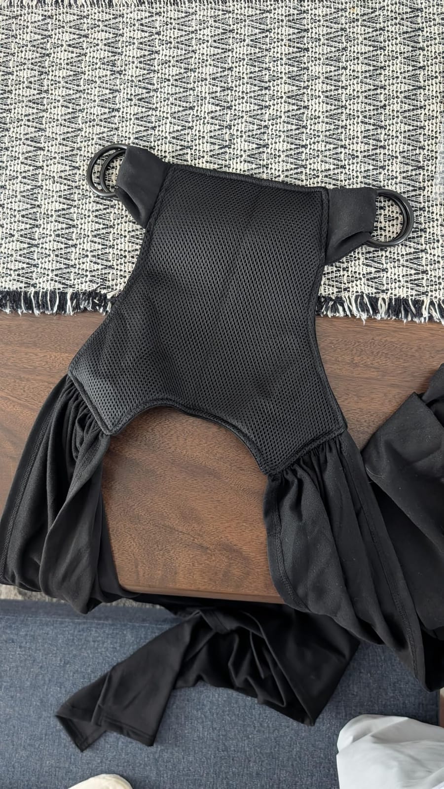 Momcozy Baby Wrap Carrier, Easy-On 2-Piece Design, Newborn to 33 lb | Easy On Like a T-Shirt, XXS-XXL Adjustable Fit, IHDI Hip-Healthy, Lightweight Hands-Free Comfort Baby Sling Carrier, Black customer photo 2
