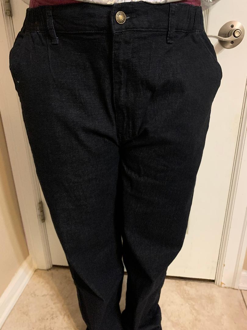 Mens Elastic Waist Jeans Relaxed Fit with Zipper and Button customer photo 2