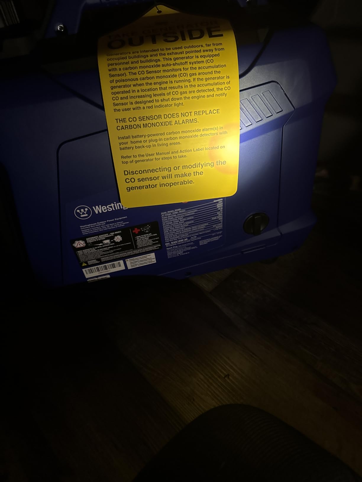 Westinghouse 2800 Peak Watt Super Quiet & Lightweight Portable Inverter Generator, Gas Powered, CO Sensor, Parallel Capable, Long Run Time customer photo 2