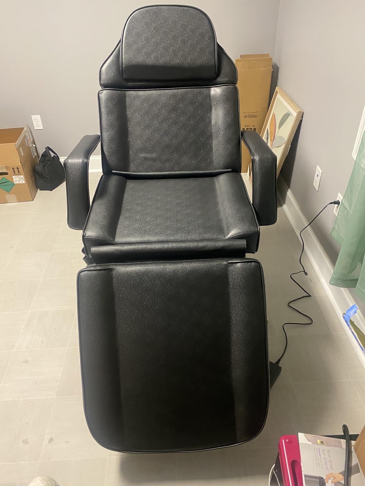 OmySalon Fully Electric Salon Facial Bed Chair, Multi-Purpose Massage Tattoo Lash Waxing Table, Height Backrest Footrest Adjustable, for Beauty Barber Spa, Black customer photo 2