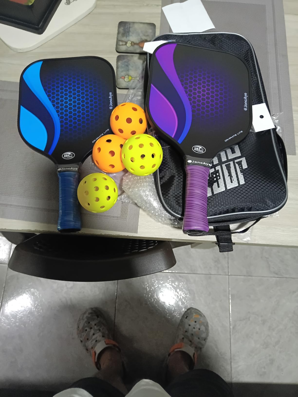 JoncAye Pickleball Paddles Set of 4 or 2 Fiberglass Rackets USAPA Approved | Lightweight Pickle Ball Equipment, 4 Outdoor Indoor Balls, Racquet Bag, Overgrip, for Beginners, Adult, Youth, Men & Women customer photo 1