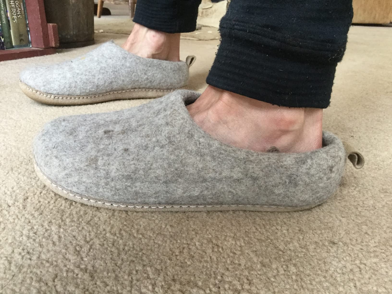 Wool Slippers for Women & Men - Handmade Felted Wool Indoor House Shoes with Genuine Leather Sole, Closed Back Slip-On, Warm Breathable Felt Slippers for Cold Floors customer photo 1