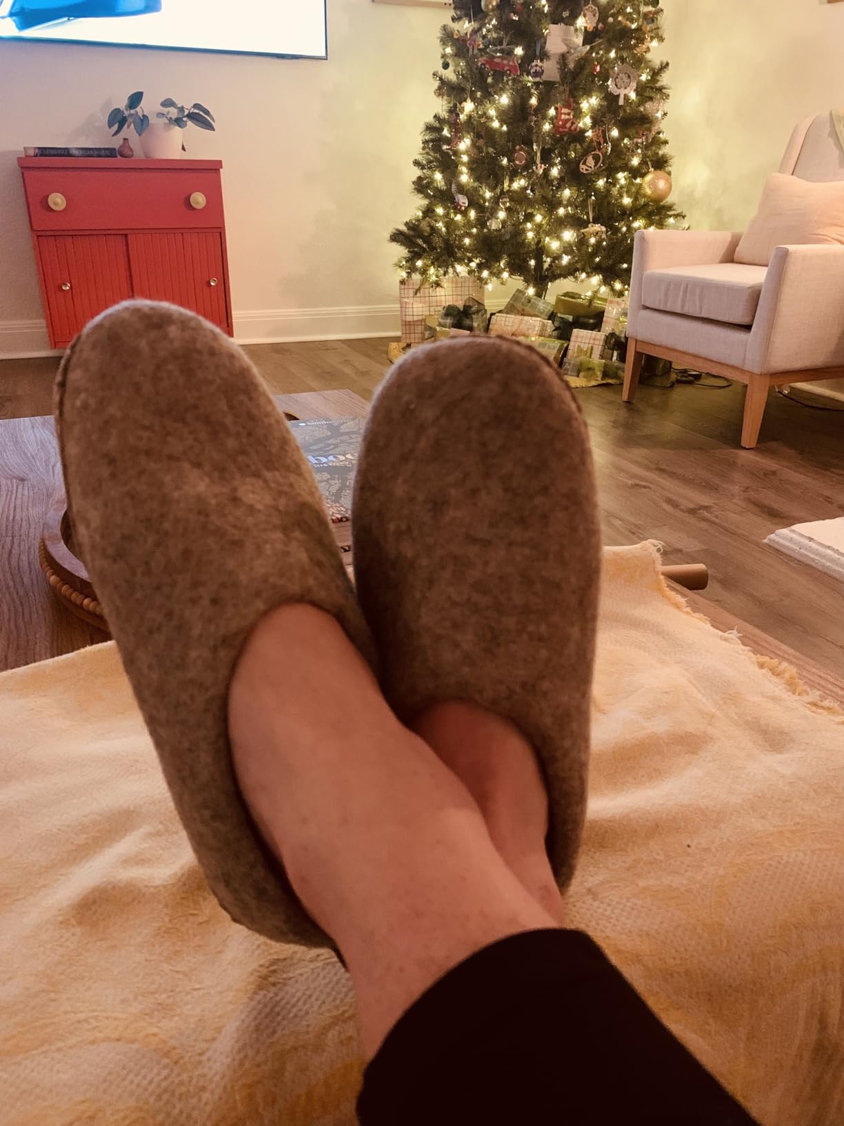Wool Slippers for Women & Men - Handmade Felted Wool Indoor House Shoes with Genuine Leather Sole, Closed Back Slip-On, Warm Breathable Felt Slippers for Cold Floors customer photo 2