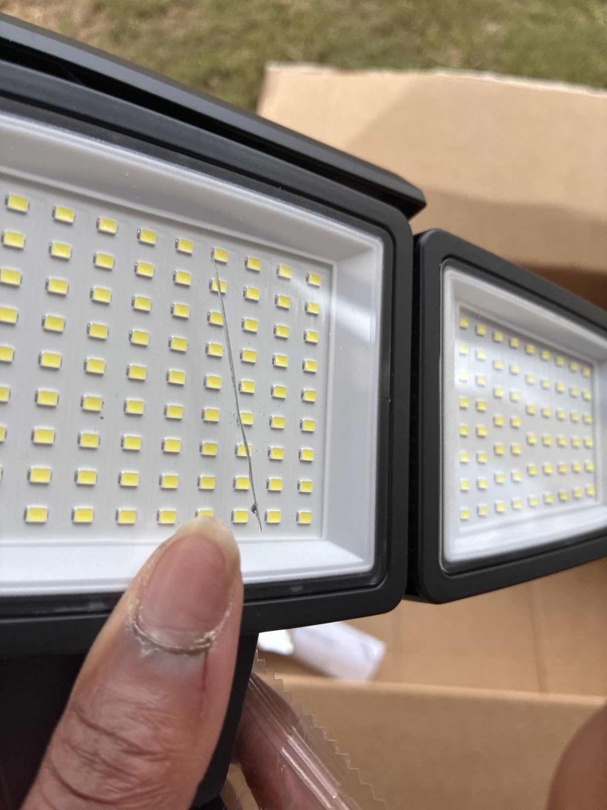 Tuffenough Solar Outdoor Lights 2500LM 210 LED Security Lights with Remote Control, 3 Heads Motion Sensor Lights, IP65 Waterproof, 270° Wide Angle Flood Wall Lights with 3 Modes(2 Packs) customer photo 1