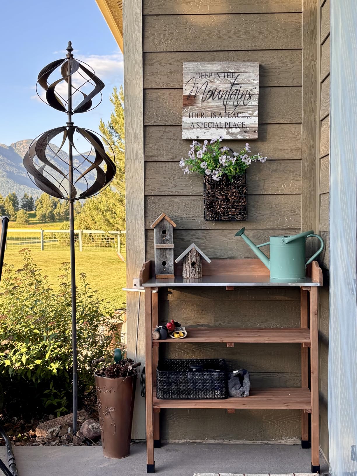 Yaheetech Potting Bench Outdoor Console Table w/3-Tier Storage, Gray customer photo 1