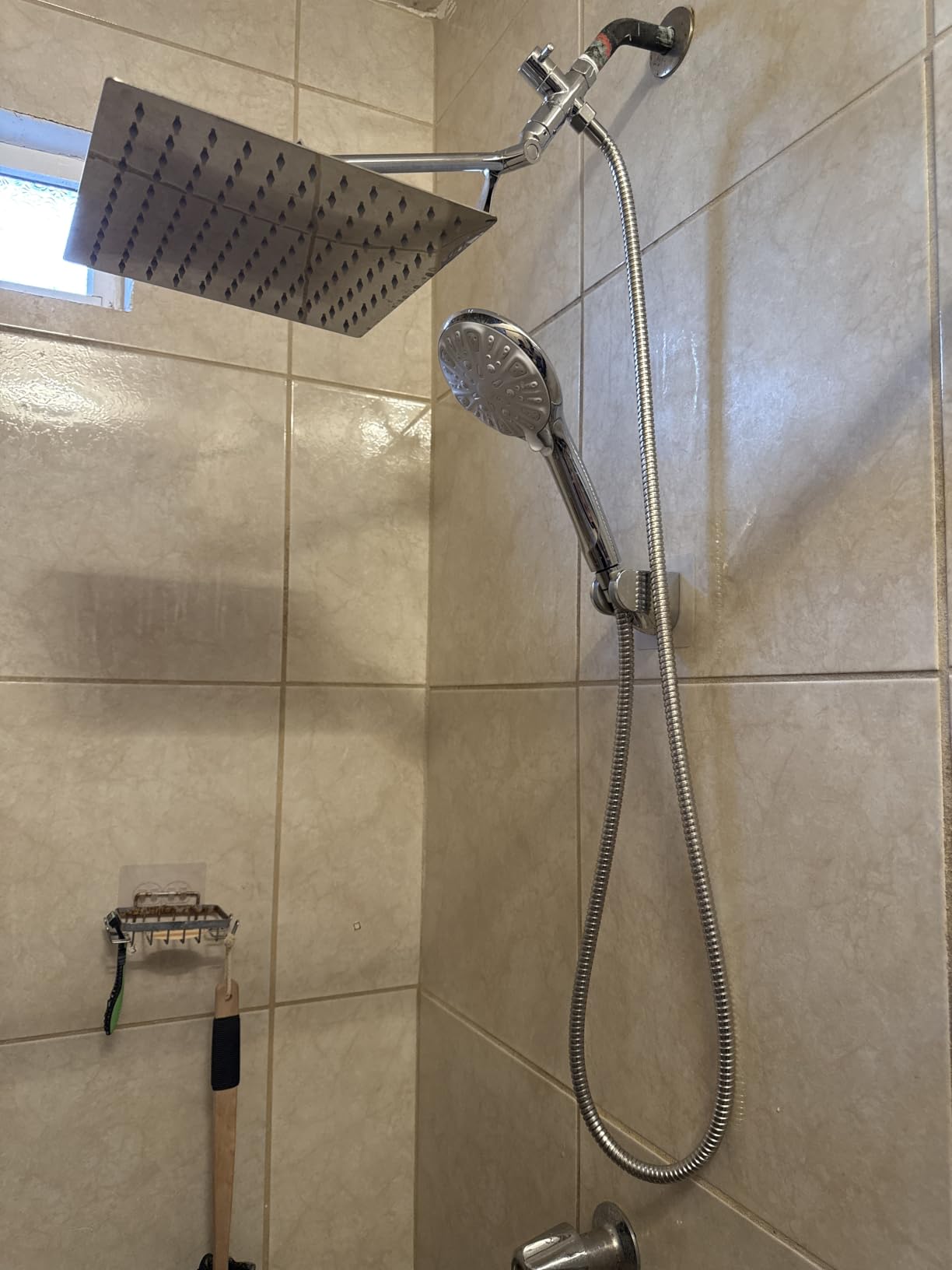 Shower Head, 10'' High Pressure Rainfall/Handheld Shower Combo, Chrome | 9 Settings, Anti-leak Shower Head with 11'' Extension Arm, Holder, Hose, Height/Angle Adjustable Shower, 1.75GPM customer photo 1