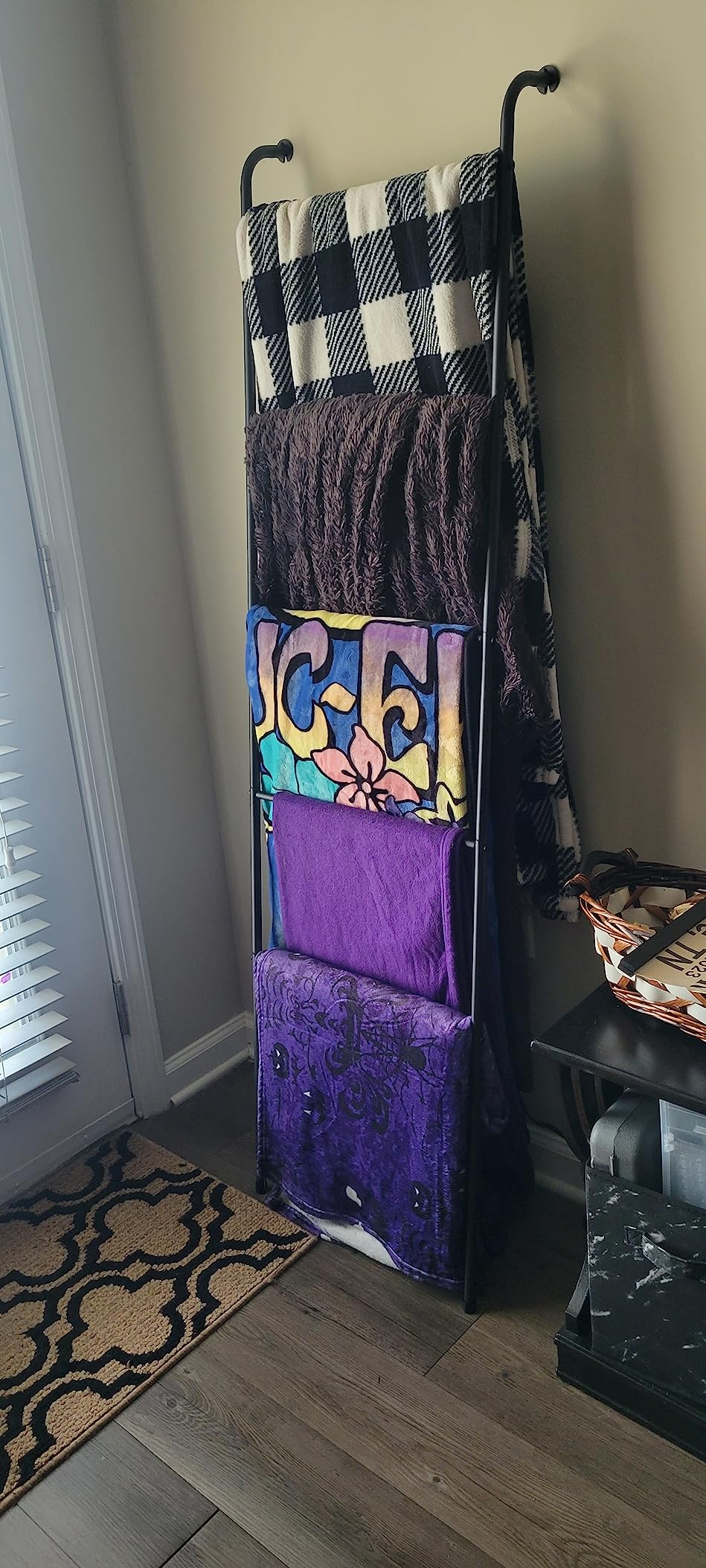 Blanket Ladder Black Towel Ladder for Bathroom Metal Blanket Rack for Living Room customer photo 1
