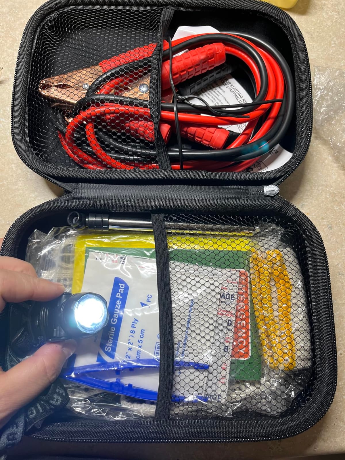 Car Emergency Kit with Battery Jumper Cables, Black | Car Accessories for Men or Women, Automotive Safety Kit for Car, Vehicle, Truck or SUV, Gifts for Men or Him customer photo 1