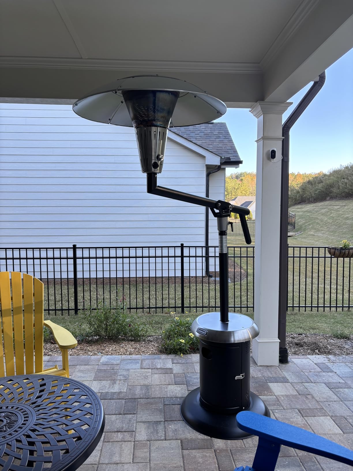 Cuisinart Perfect Position Propane Patio Heater, 38,200 BTU Powerful Directional Stainless Steel Outdoor Heater with Hidden Tank and Drink Table, Swivel Arm and Reflective Heat Shield customer photo 1