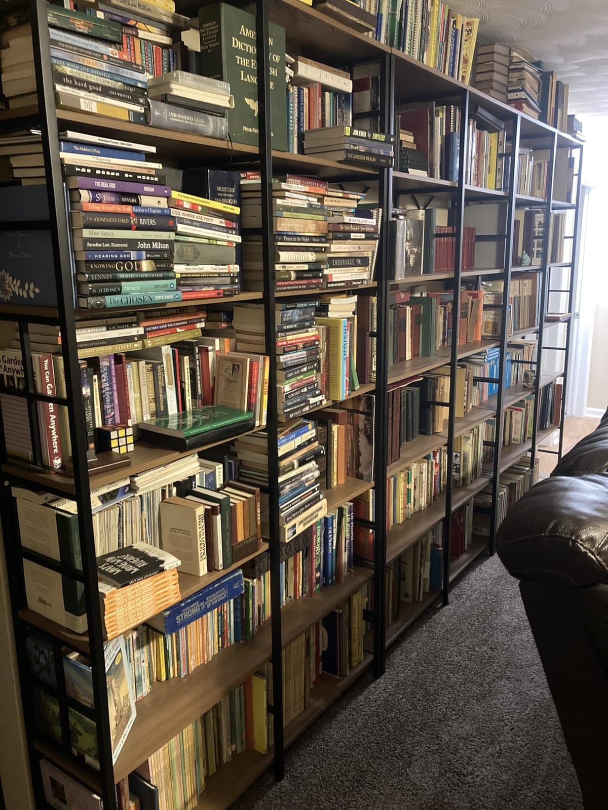 HOMISSUE Bookshelf, Industrial Double Wide 7-Tier Bookshelves, 84