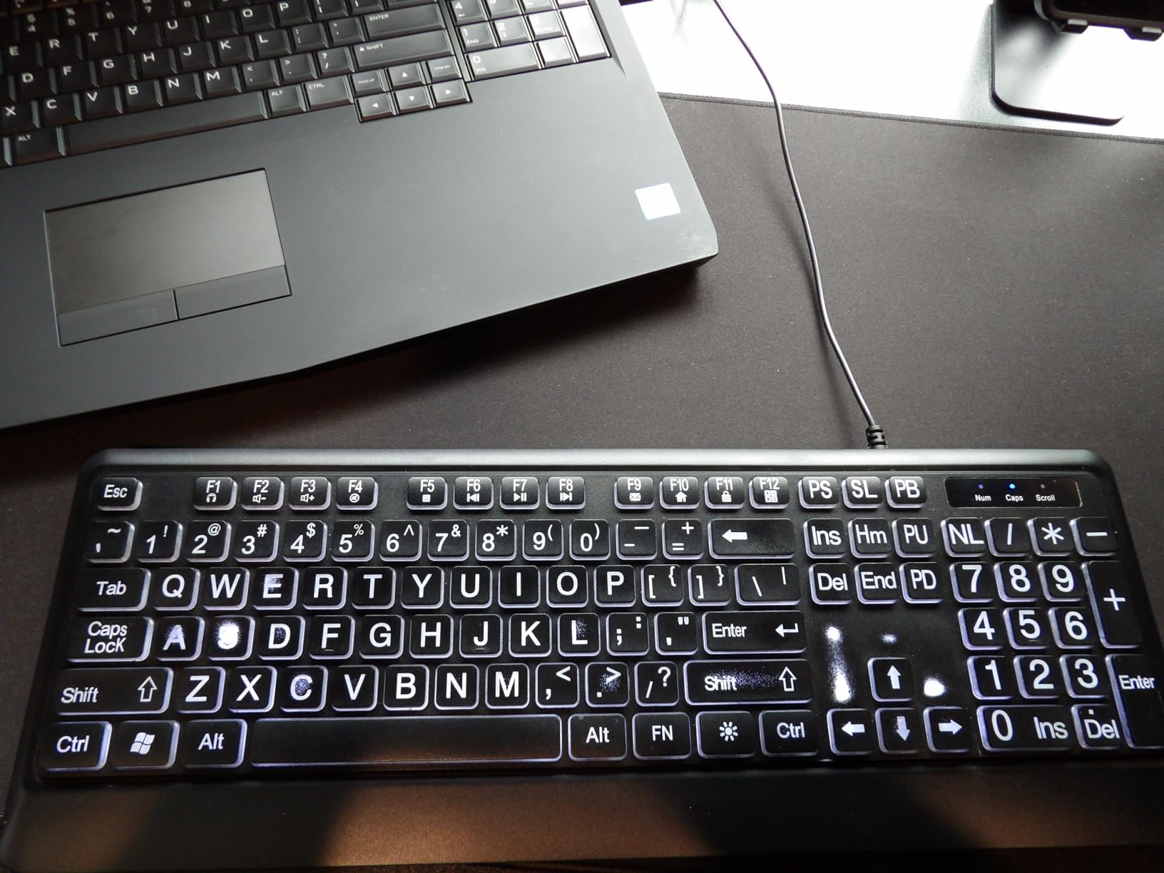 KOPJIPPOM Large Print Backlit Keyboard, USB Wired Computer Keyboard, Full Size Keyboard with White Illuminated LED Compatible for Windows Desktop, Laptop, PC, Gaming, Black customer photo 2