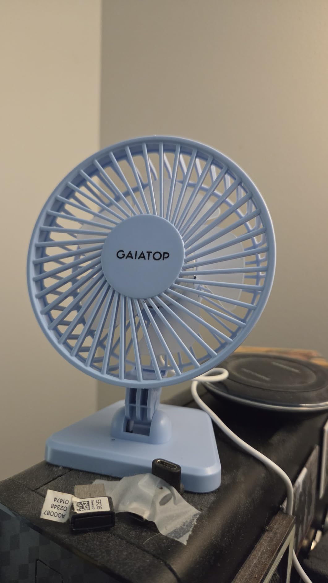 Gaiatop USB Desk Fan, Small But Powerful, Personal Portable Quiet 3 Speeds, Adjustable Mini Table Desktop fan for Cooling Home Office Car Summer Travel Gifts Blue customer photo 1