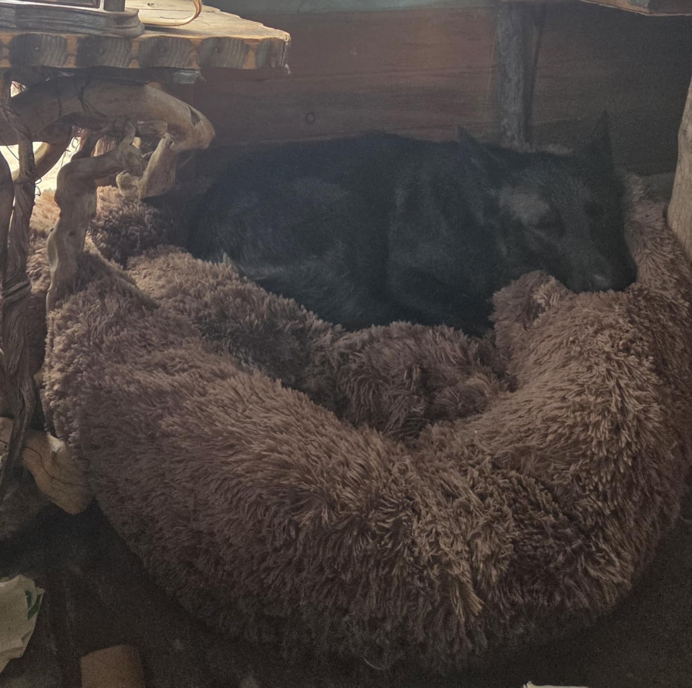 SAVFOX 30 inches Calming Donut Dog Bed - 3X Durable Plush Faux Fur, Machine Washable & Non-Slip, Fits up to 45 lbs, Dark Grey customer photo 1