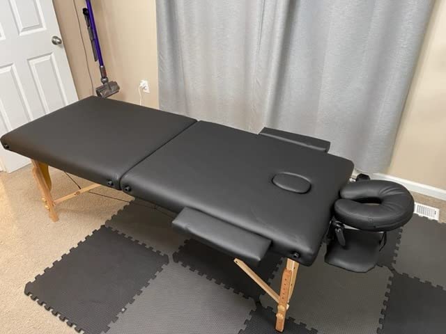 Memory Foam Massage Table Premium Portable Foldable Massage Bed Height Adjustable, 84 Inches Long 28 Inches Wide Home Salon Spa Bed Tattoo Table with Accessories & Carrying Case, Easy Set Up, Wooden Leg customer photo 1