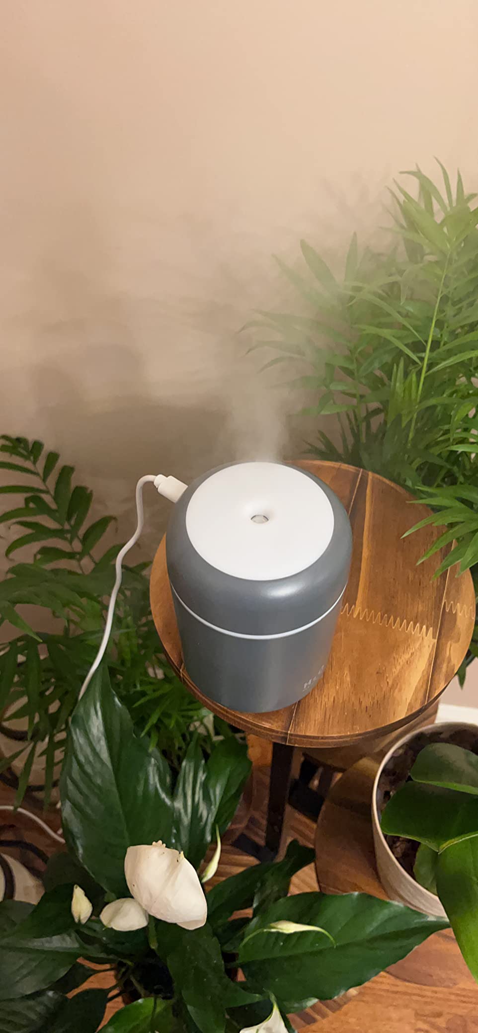 Portable Mini Humidifier, 300ml with Colorful LED Night Light, USB Personal Desktop Humidifier for Car Office Home Travel, Auto Shut-Off, 2 Mist Modes, Super Quiet(grey) customer photo 2