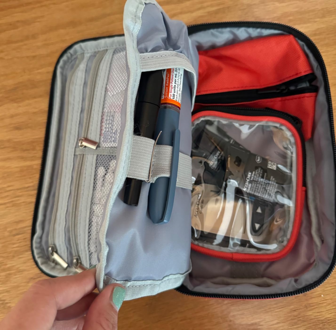 CURMIO Diabetic Supplies Travel Case with 2 Detachable Pouches, Purple - Insulin Pen Cooler Case for Glucose Monitor, Insulin Syringes customer photo 1