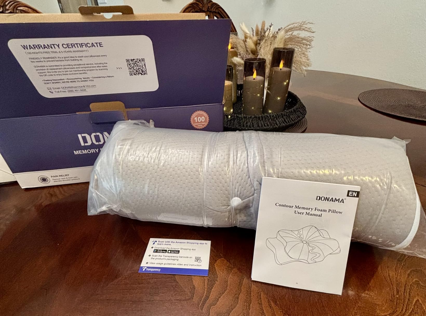 DONAMA Contour Cervical Neck Pillow for Neck Pain Relief | Queen, Ergonomic Dual-Height, Odorless Memory Foam, Side/Back/Stomach Sleepers, Cooling Hypoallergenic Cover, OEKO-TEX Certified customer photo 2