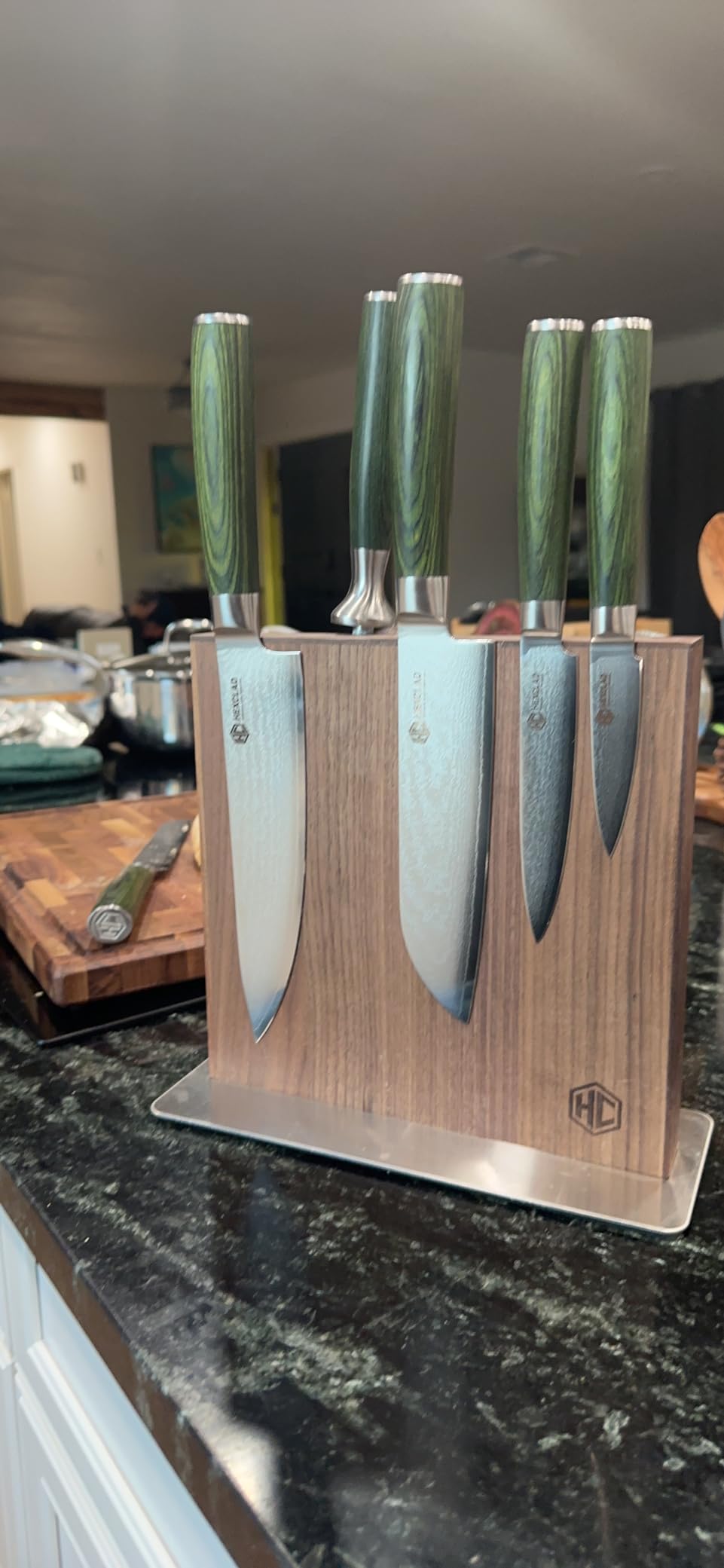 HexClad Green 6 Piece Japanese Damascus Stainless Steel Knife Set | Full Tang Construction, Pakkawood Handle, 67 Layers Steel customer photo 1