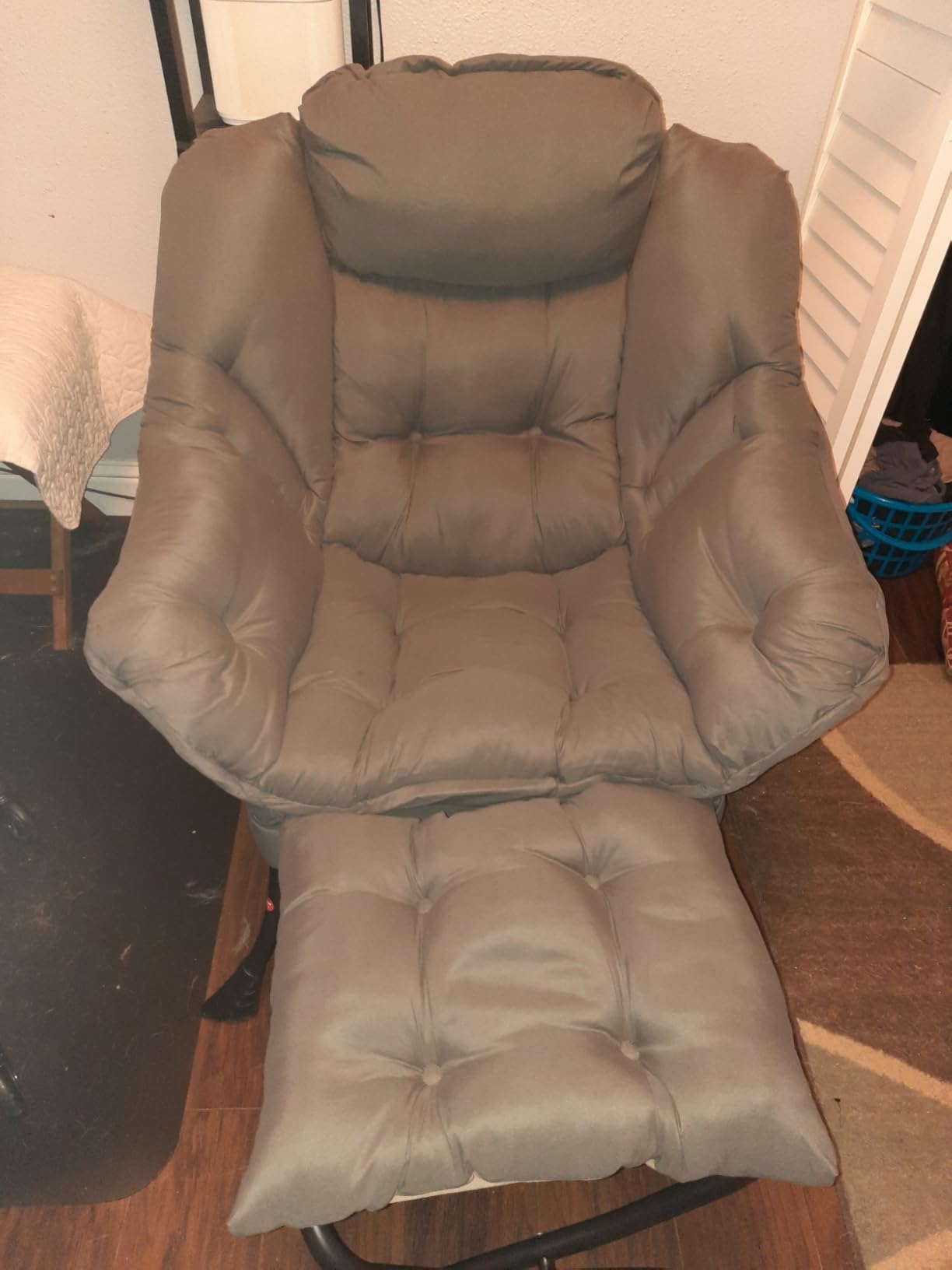 Welnow Lazy Chair with Ottoman, Reading Chair with Footrest, Dark Grey customer photo 2